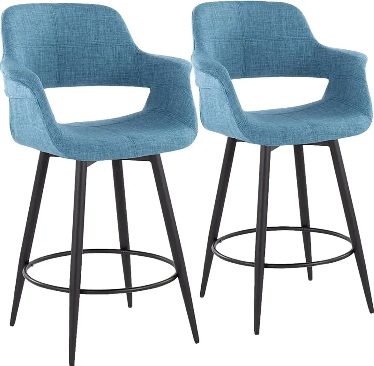 Lafanette II Blue Swivel Counter Height Stool, Set of 2