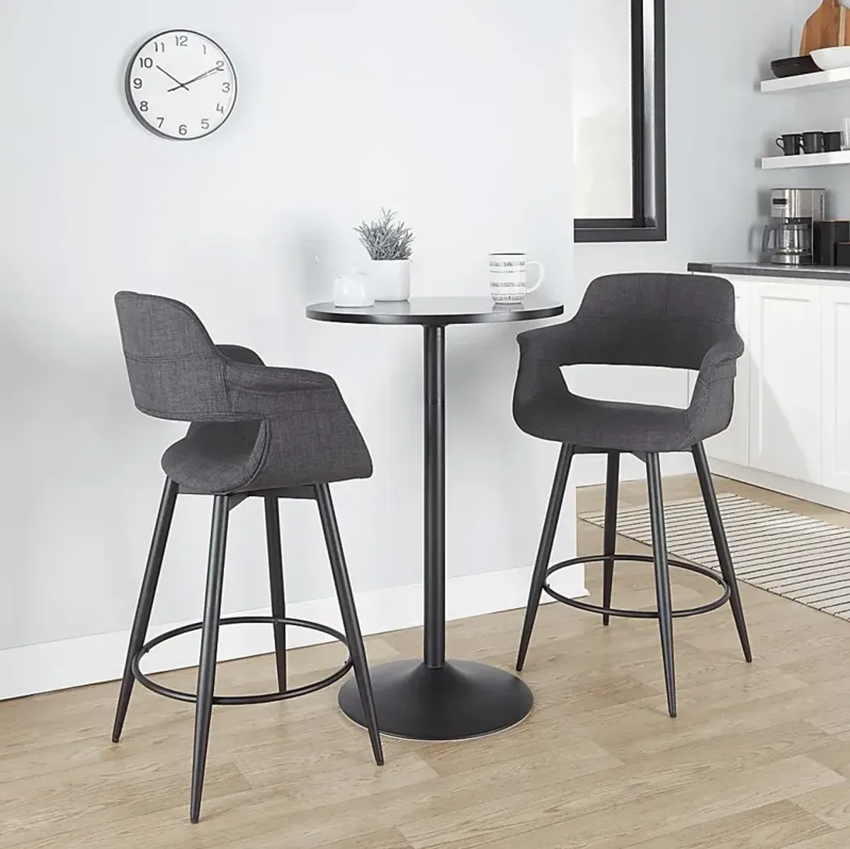 Lafanette II Charcoal Swivel Counter Height Stool, Set of 2