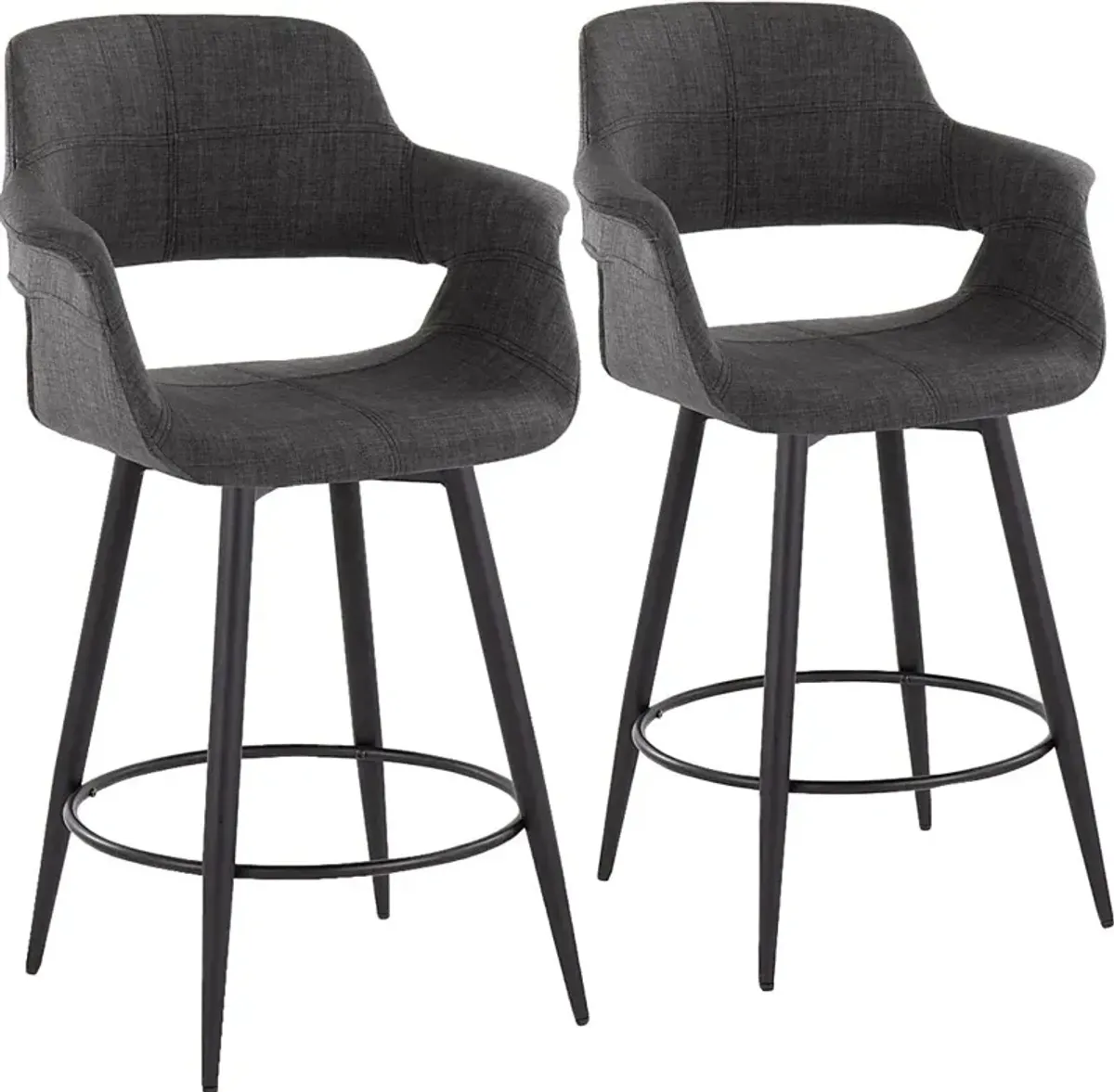 Lafanette II Charcoal Swivel Counter Height Stool, Set of 2