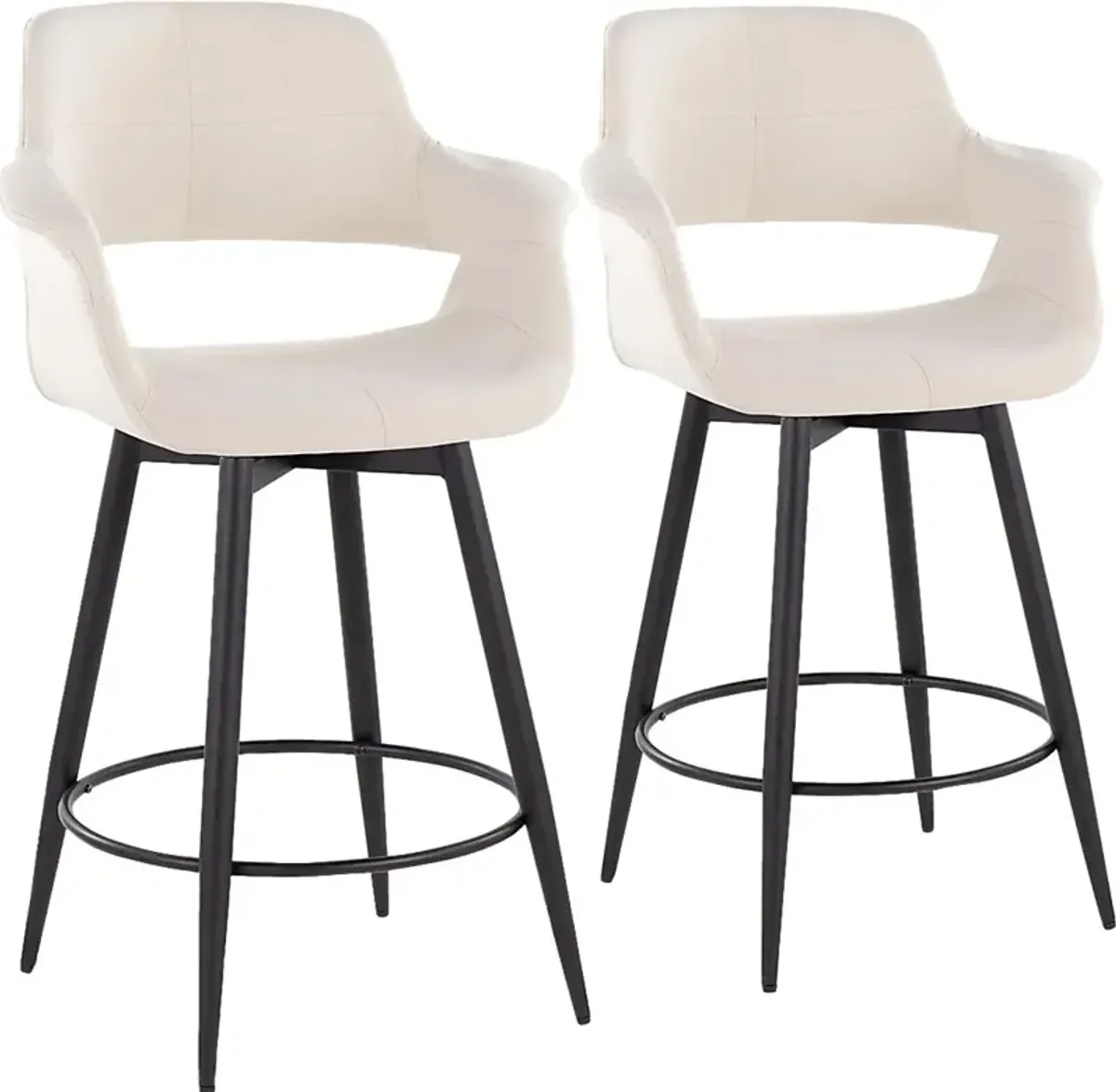 Lafanette II Cream Swivel Counter Height Stool, Set of 2