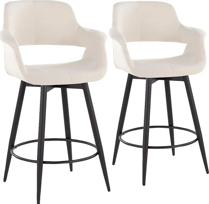 Lafanette II Cream Swivel Counter Height Stool, Set of 2