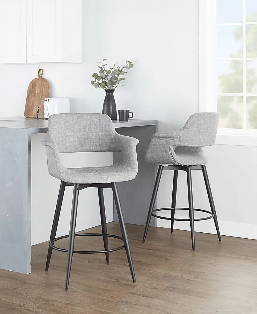 Lafanette II Gray Swivel Counter Height Stool, Set of 2