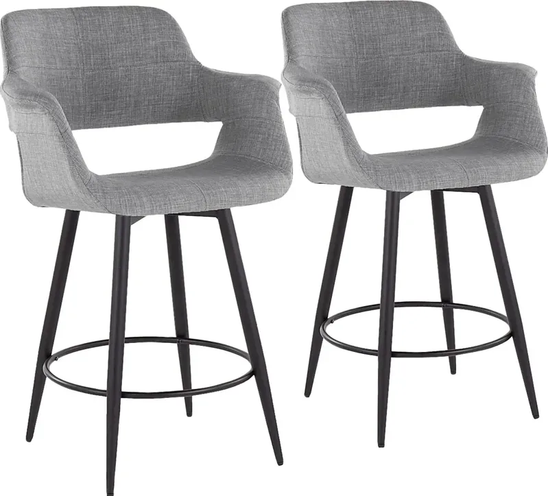 Lafanette II Gray Swivel Counter Height Stool, Set of 2