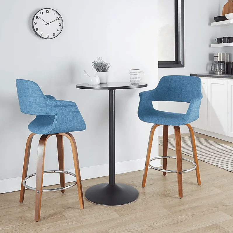 Lafanette V Blue Swivel Counter Height Stool, Set of 2