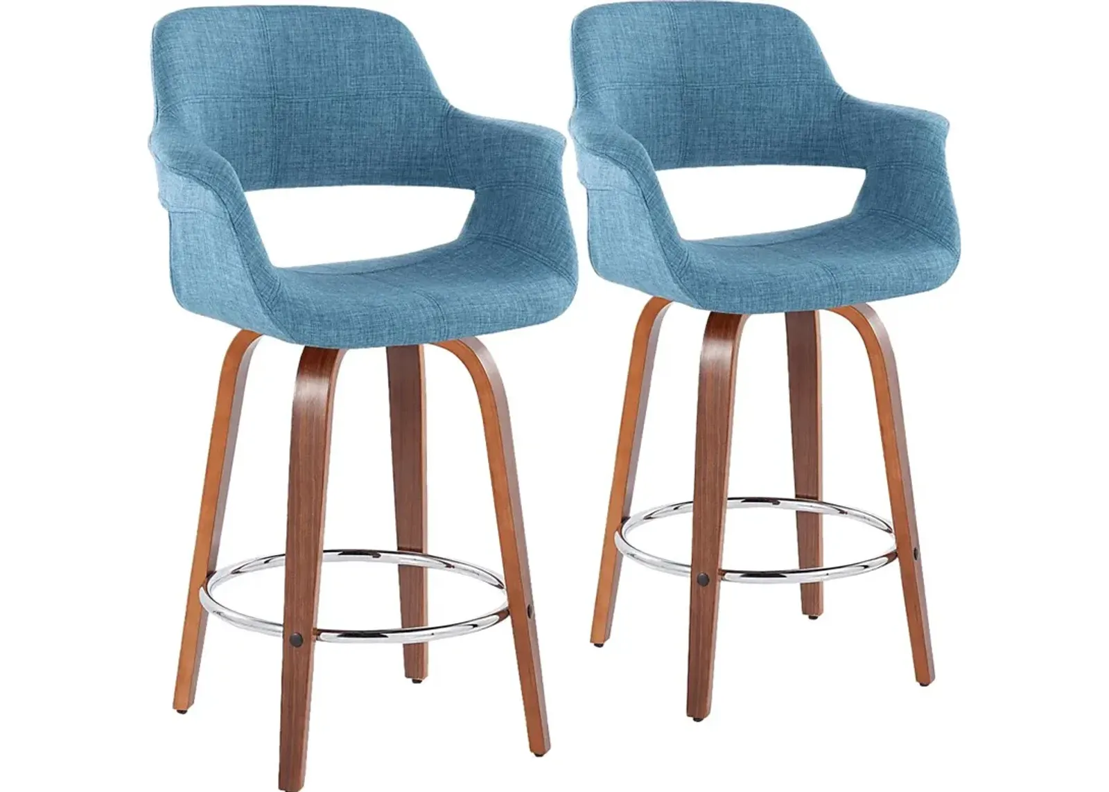 Lafanette V Blue Swivel Counter Height Stool, Set of 2