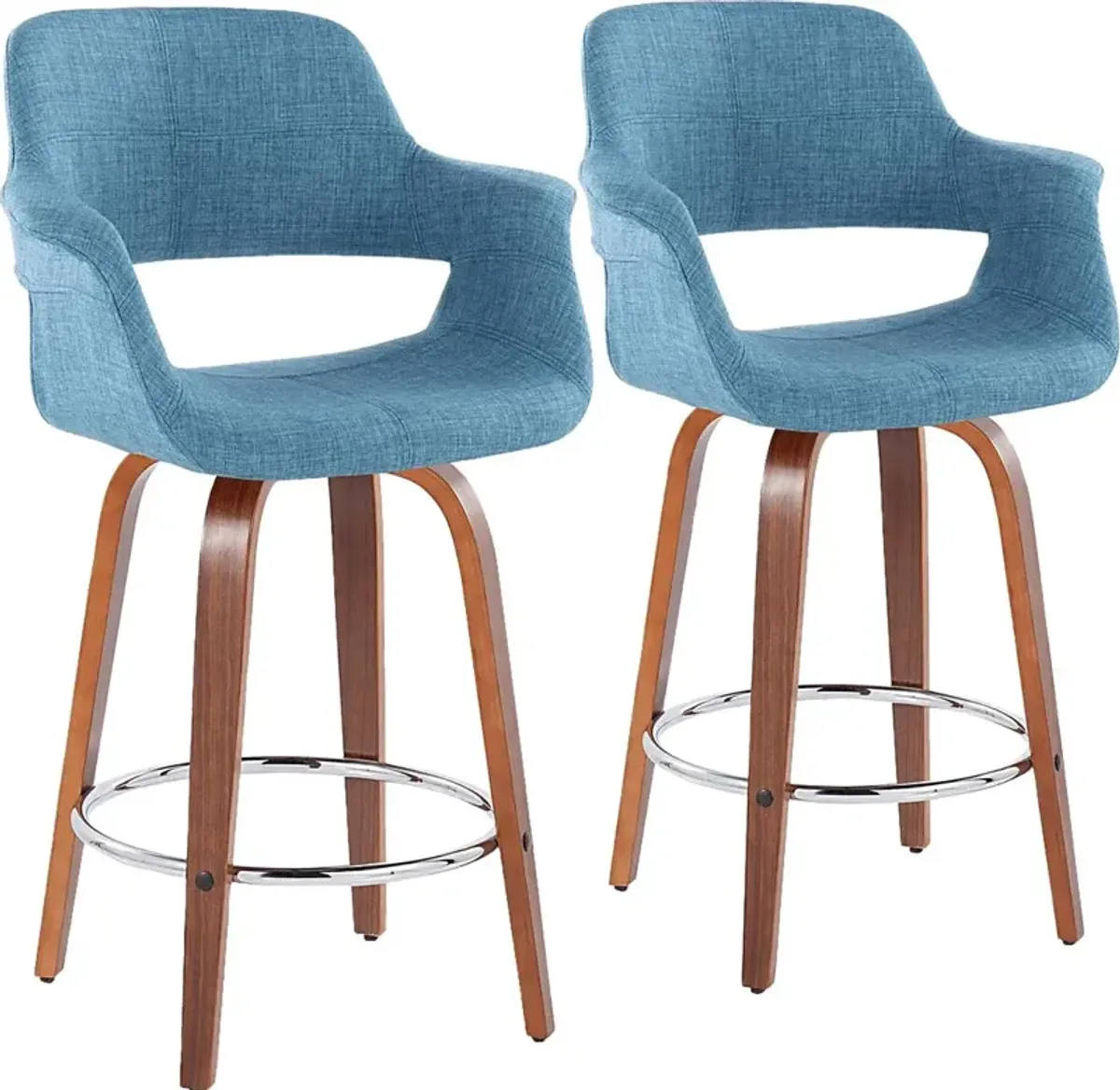 Lafanette V Blue Swivel Counter Height Stool, Set of 2