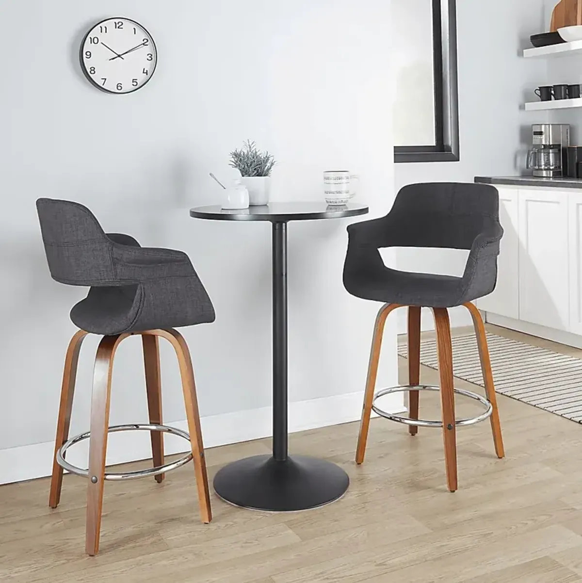 Lafanette V Charcoal Swivel Counter Height Stool, Set of 2