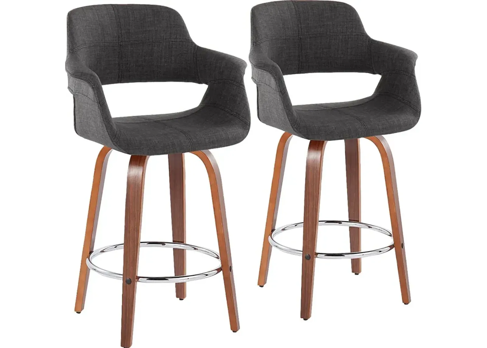 Lafanette V Charcoal Swivel Counter Height Stool, Set of 2