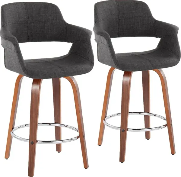 Lafanette V Charcoal Swivel Counter Height Stool, Set of 2
