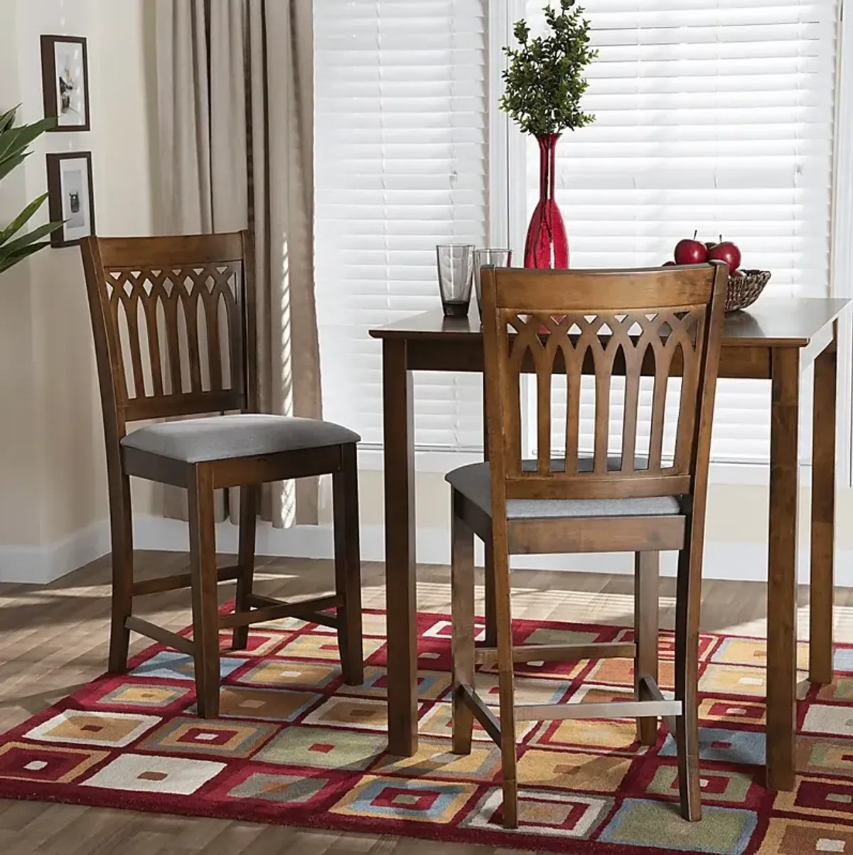 Salzedo Walnut Brown Counter Stool, Set of 2