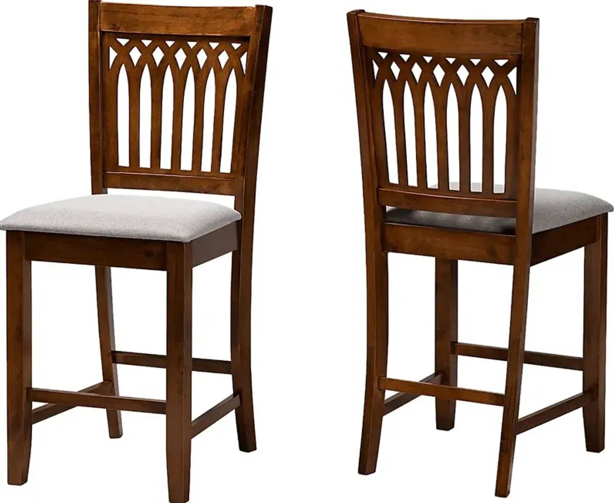 Salzedo Walnut Brown Counter Stool, Set of 2