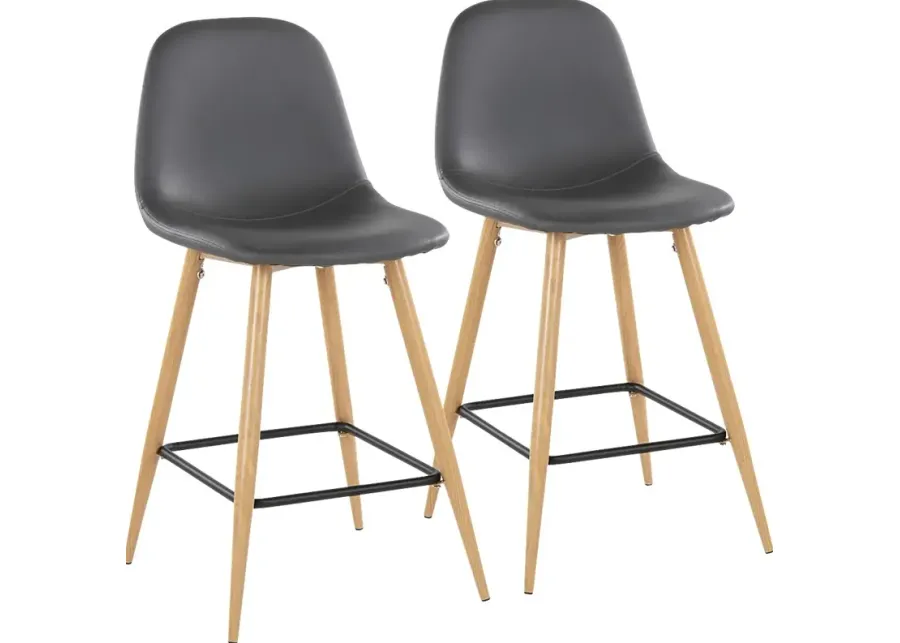 Faye Lane II Gray Counter Height Stool, Set of 2