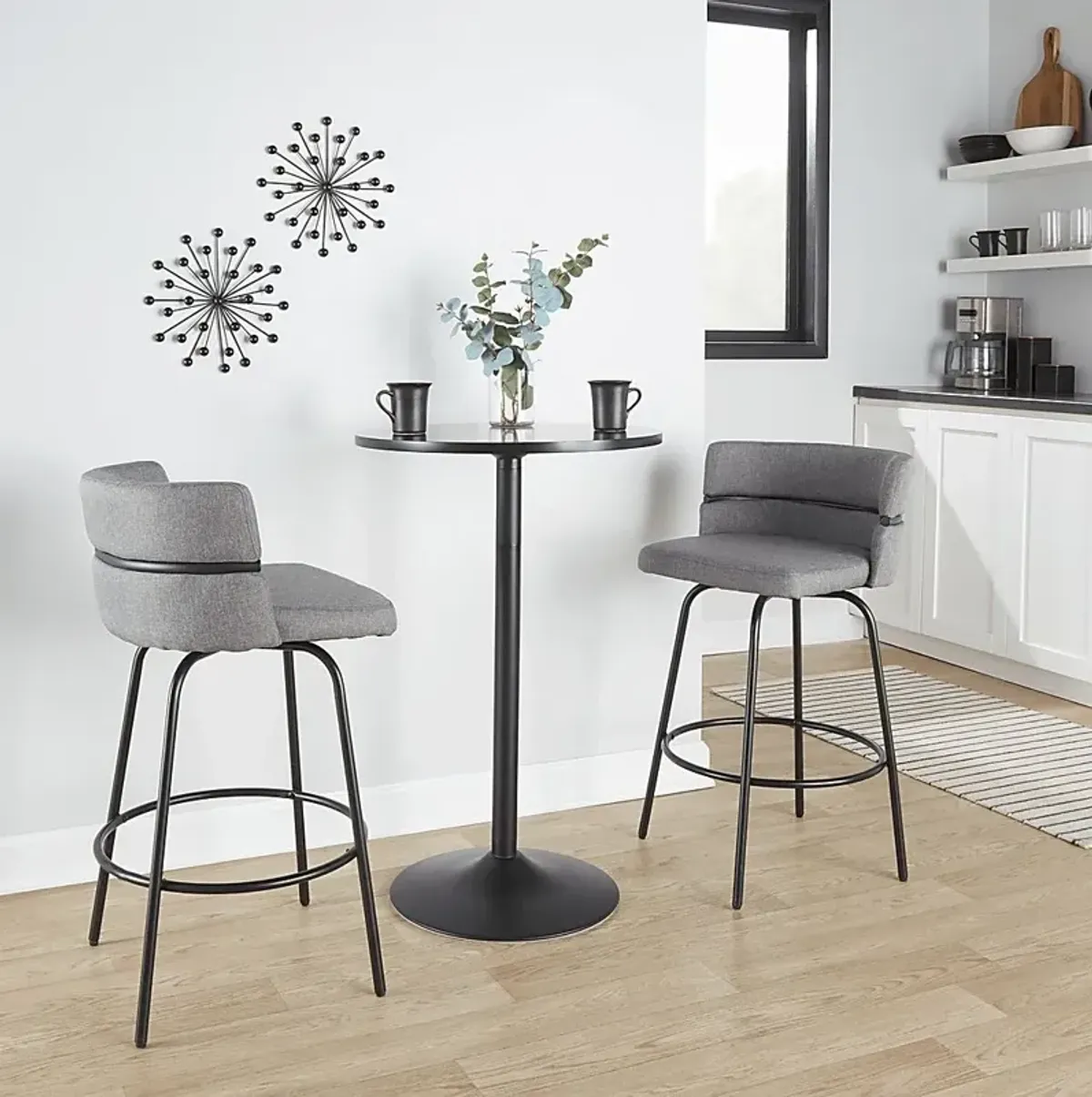 Percivale I Gray Swivel Counter Height Stool, Set of 2