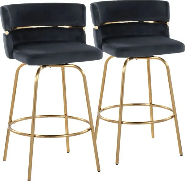 Percivale III Black Swivel Counter Height Stool, Set of 2