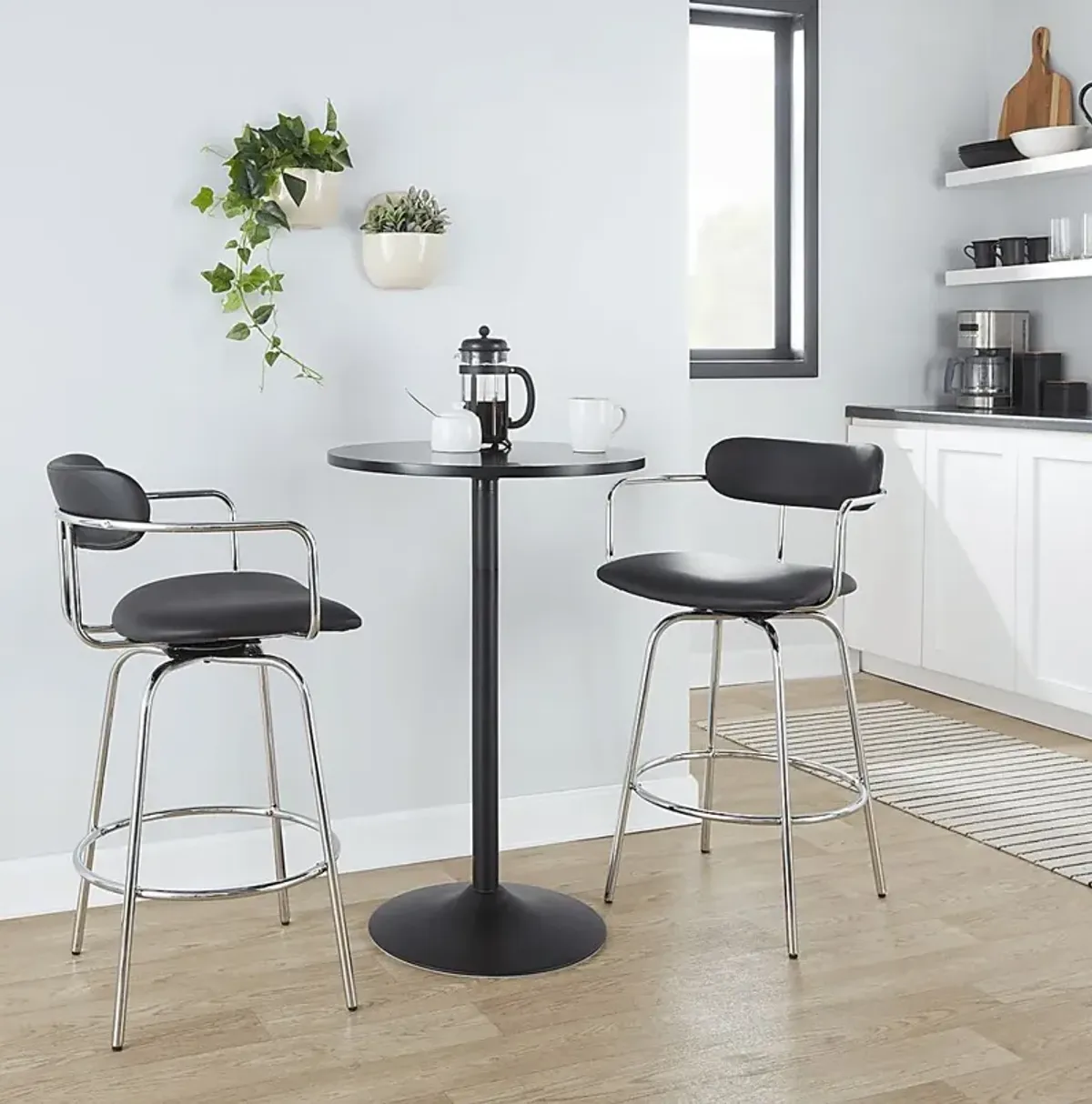 Marysa Black Counter Height Stool, Set of 2