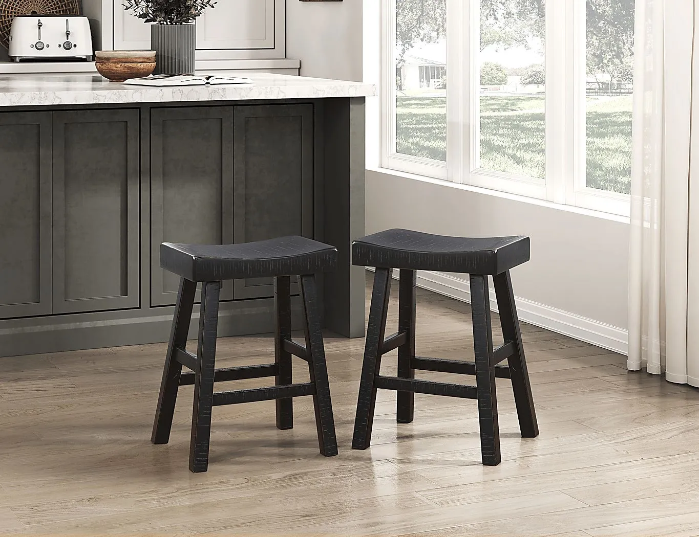 Mcewen Black Counter Height Stool, Set of 2