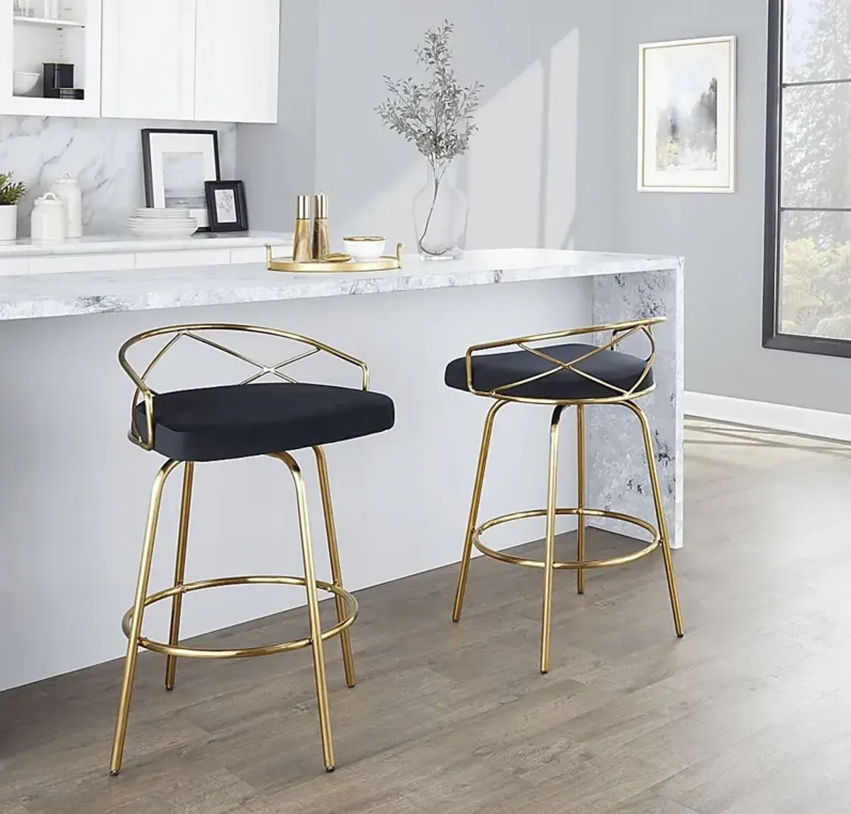 Ravensburg I Black Swivel Counter Height Stool, Set of 2