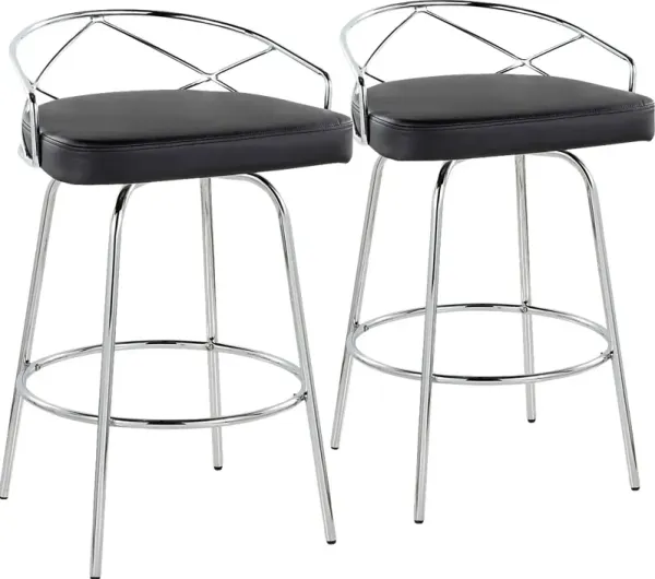 Ravensburg III Black Swivel Counter Height Stool, Set of 2