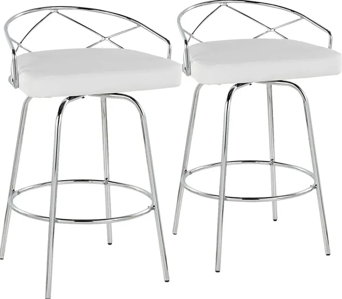 Ravensburg III White Swivel Counter Height Stool, Set of 2