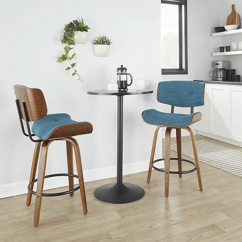 Tesshire II Teal Swivel Counter Height Stool, Set of 2