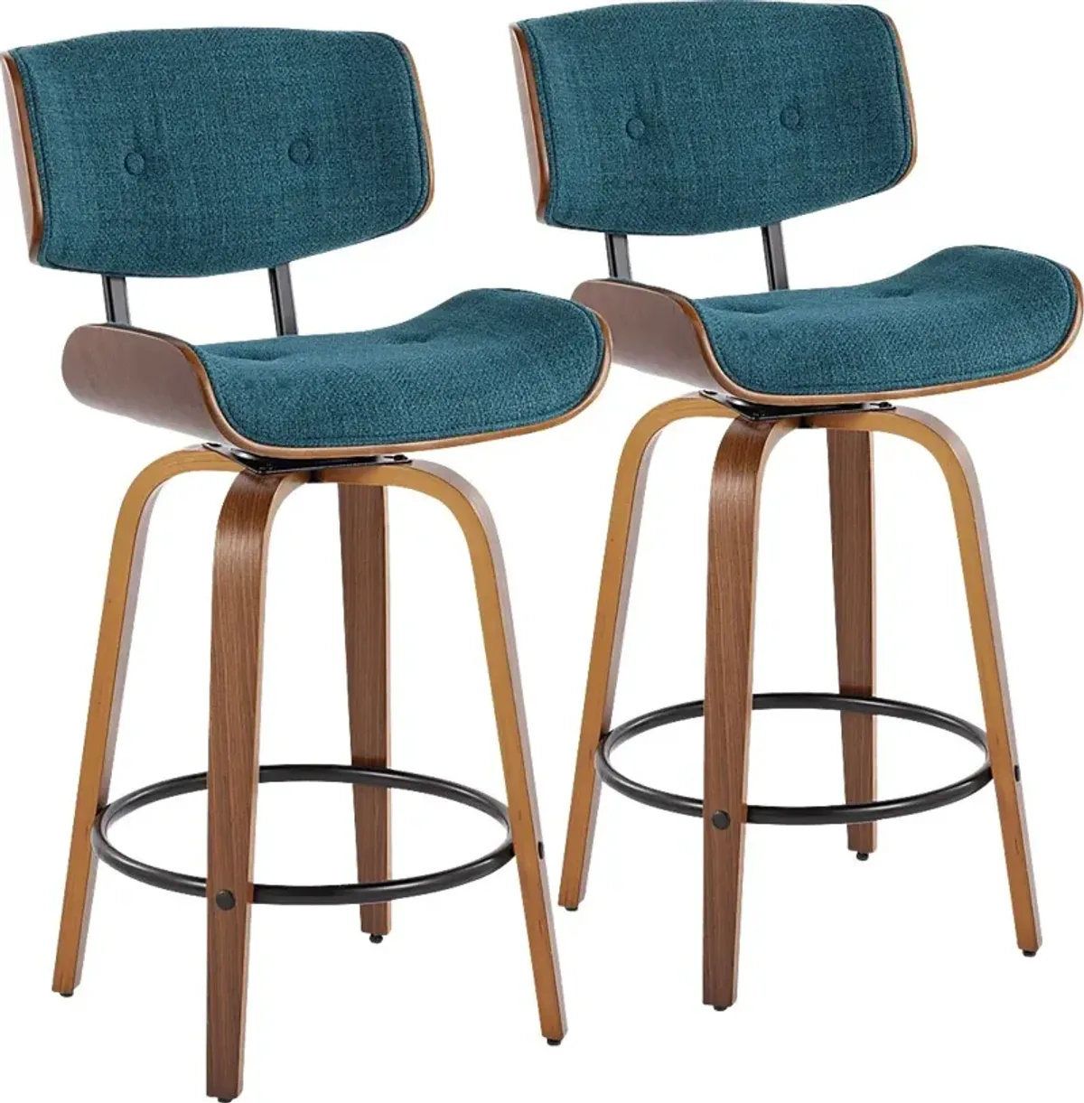 Tesshire II Teal Swivel Counter Height Stool, Set of 2