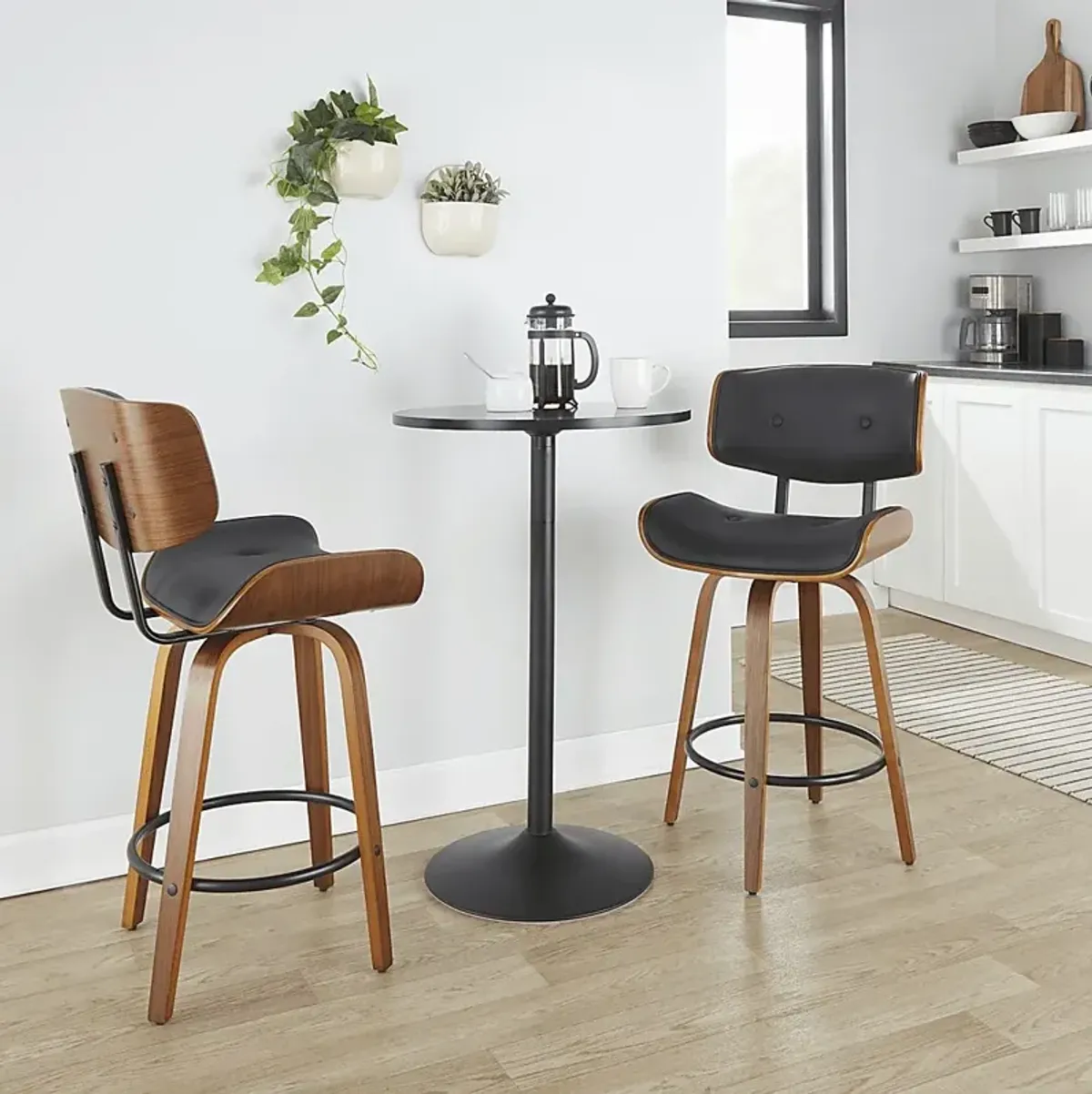 Tesshire II Black Swivel Counter Height Stool, Set of 2