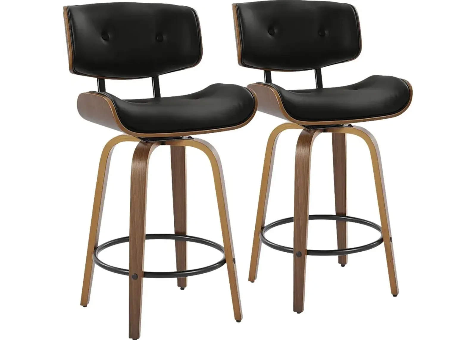 Tesshire II Black Swivel Counter Height Stool, Set of 2