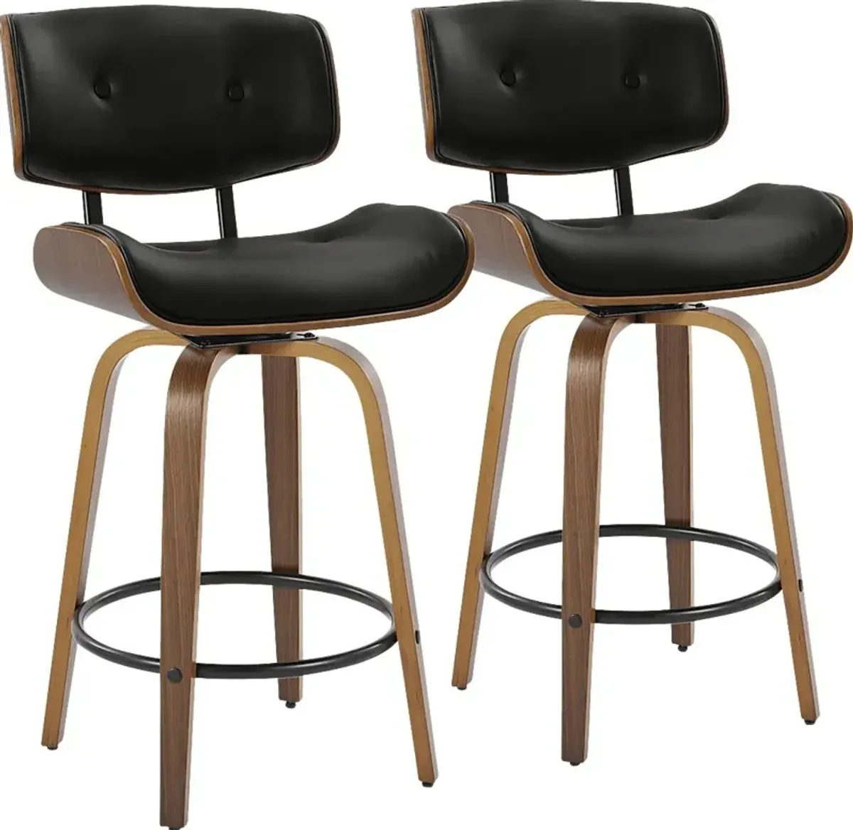 Tesshire II Black Swivel Counter Height Stool, Set of 2