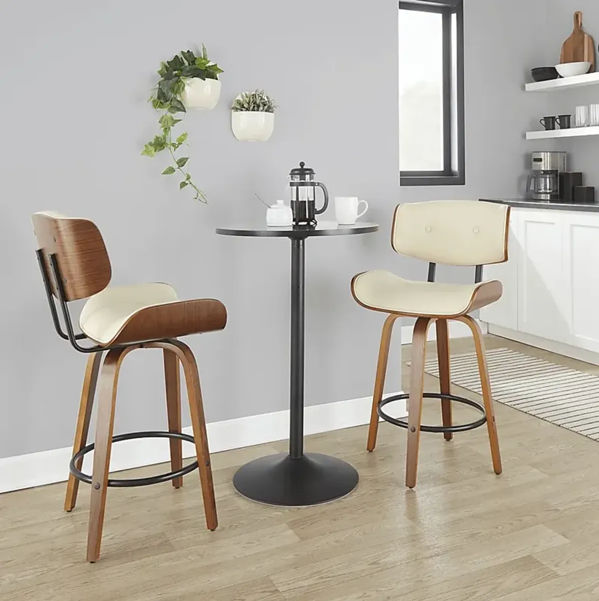 Tesshire II Cream Swivel Counter Height Stool, Set of 2