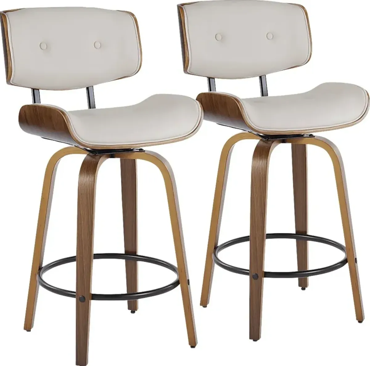 Tesshire II Cream Swivel Counter Height Stool, Set of 2