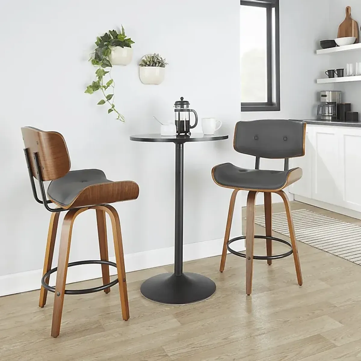 Tesshire II Gray Swivel Counter Height Stool, Set of 2