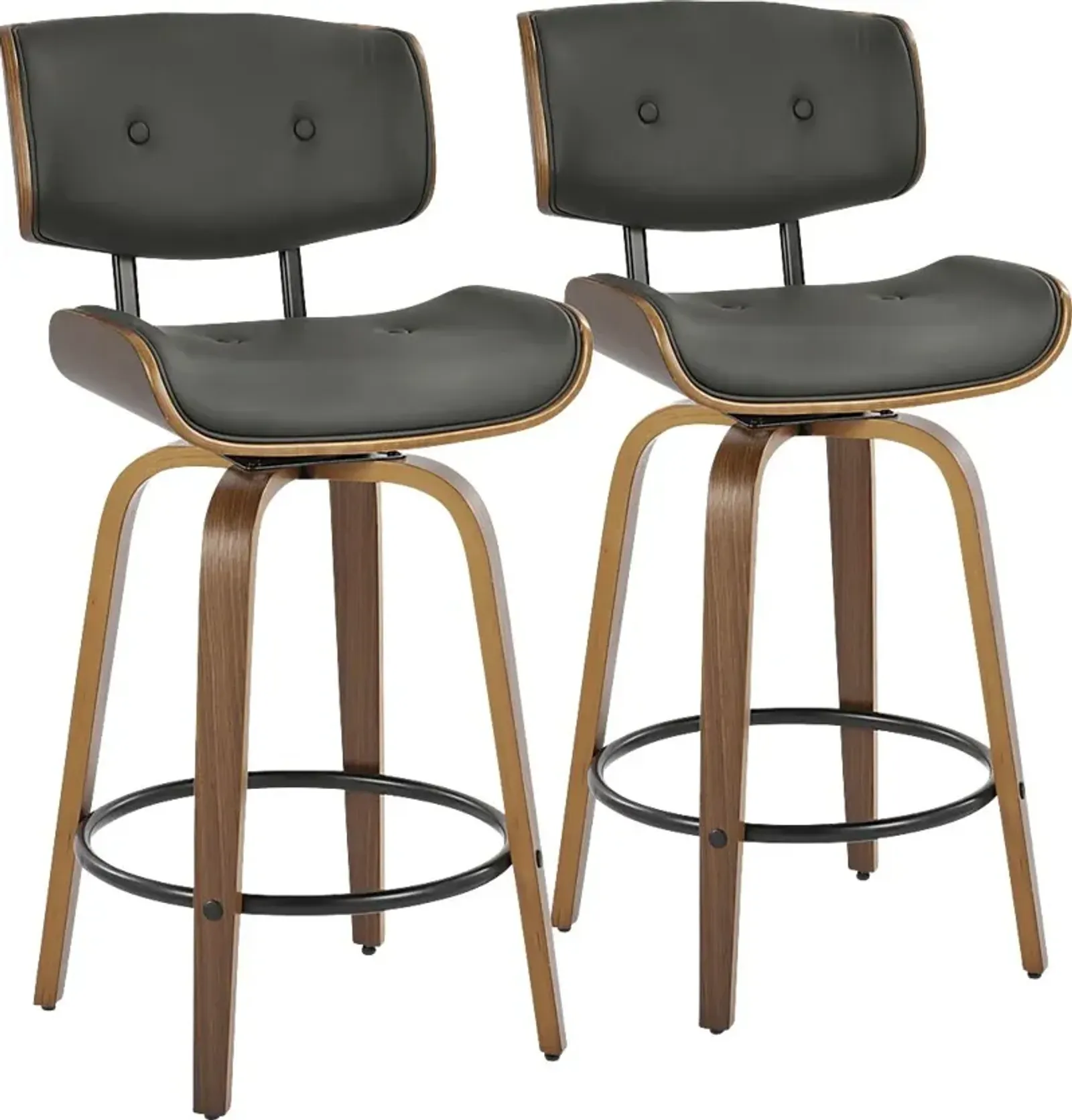 Tesshire II Gray Swivel Counter Height Stool, Set of 2