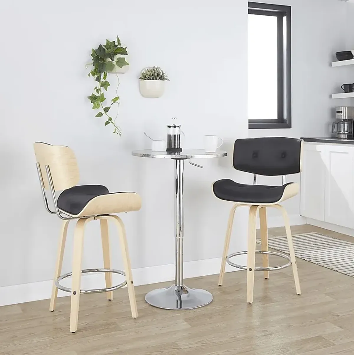 Tesshire IV Black Swivel Counter Height Stool, Set of 2