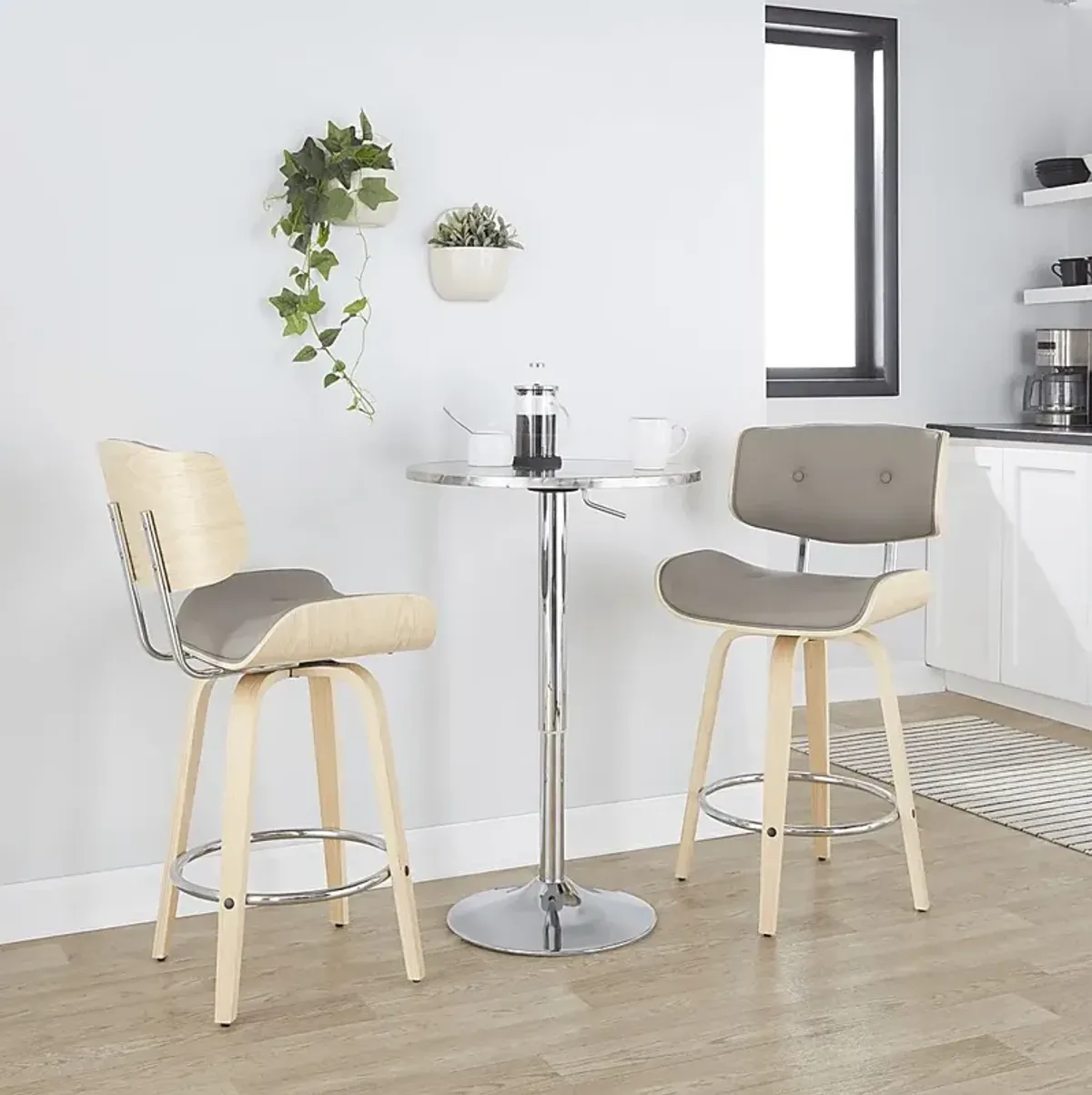 Tesshire IV Light Gray Swivel Counter Height Stool, Set of 2