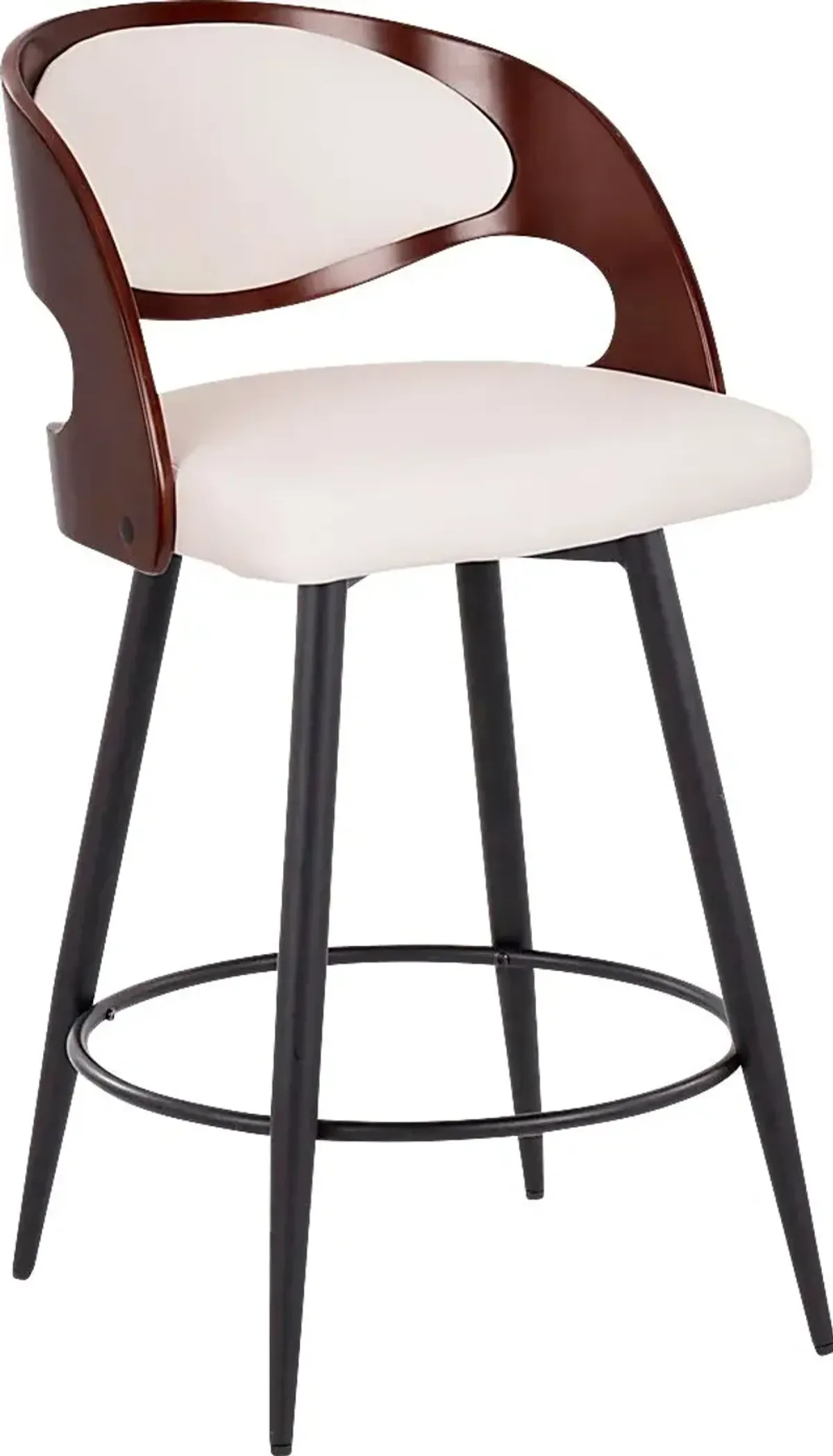 Tescord II White Swivel Counter Height Stool, Set of 2