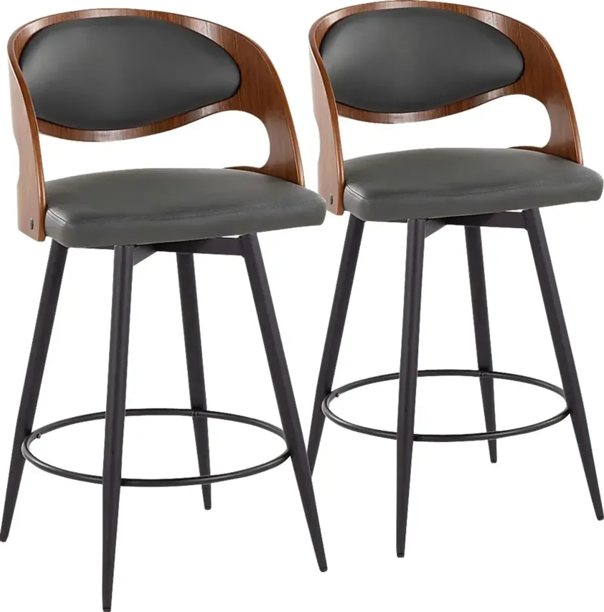 Tescord II Charcoal Swivel Counter Height Stool, Set of 2