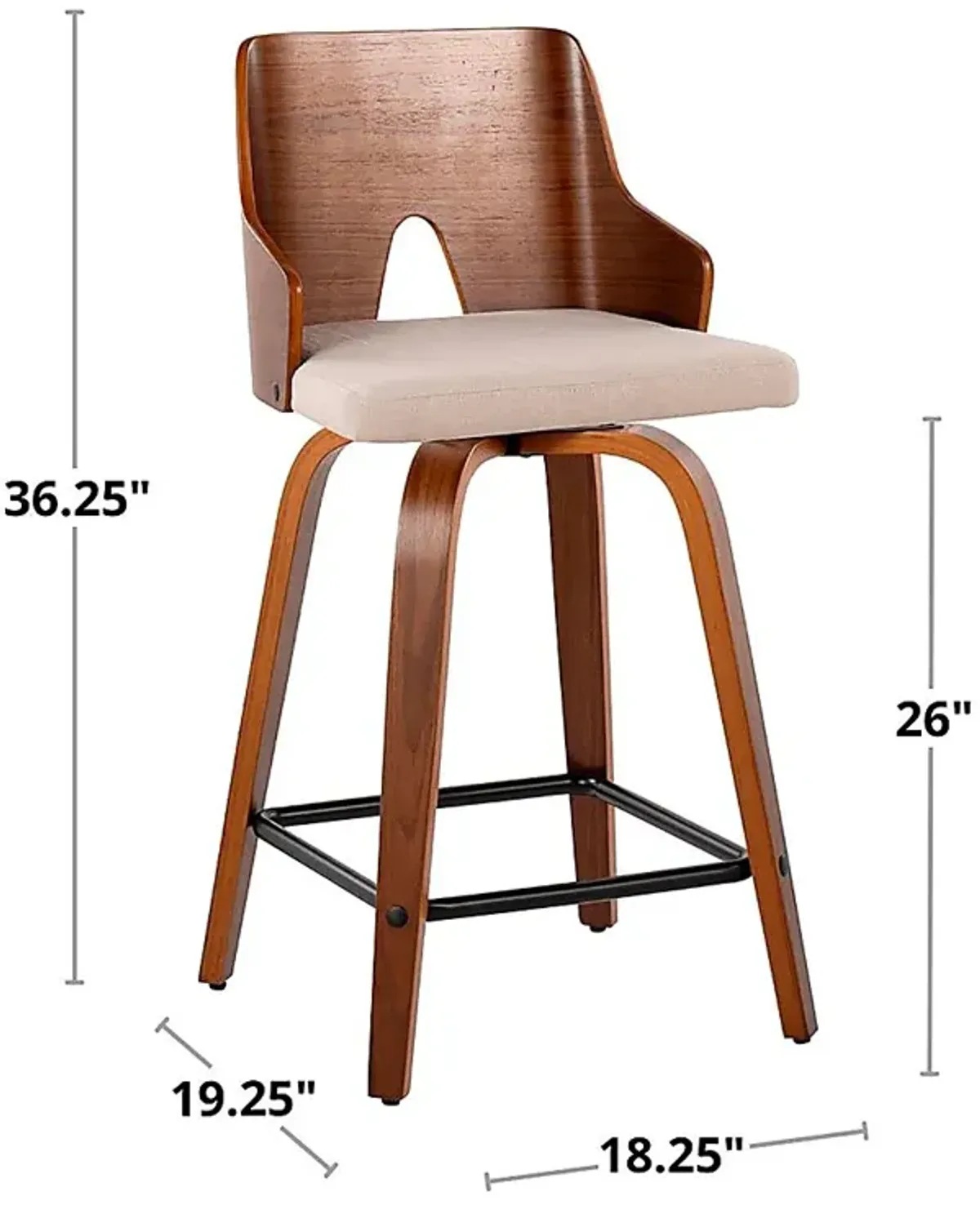 Zennia V Beige Counter Height Stool, Set of 2