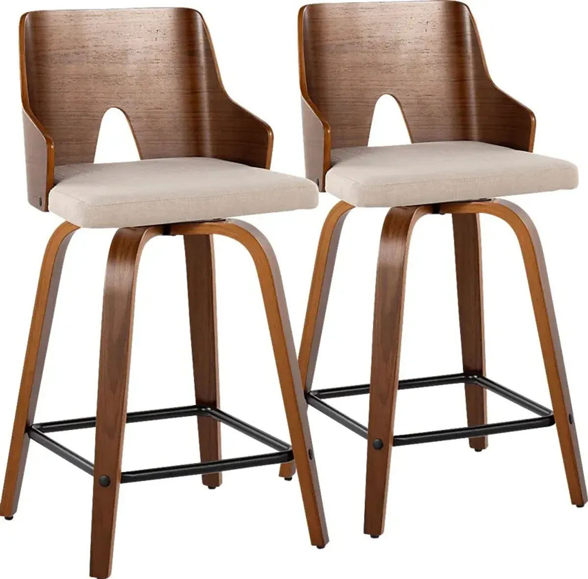 Zennia V Beige Counter Height Stool, Set of 2