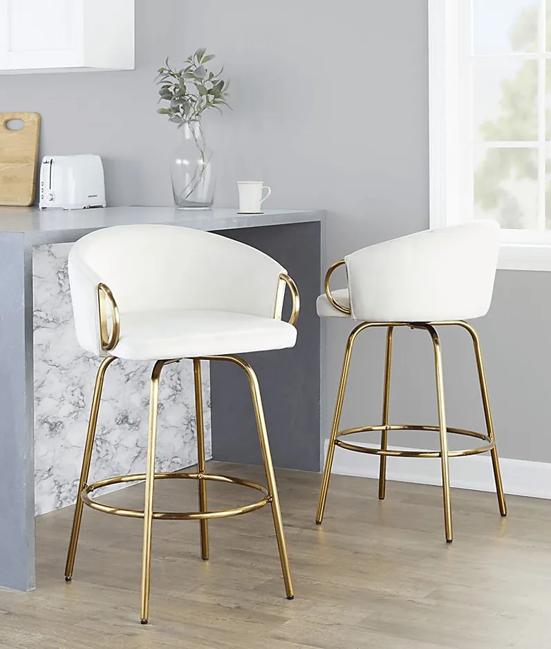 Amarante Cream Swivel Counter Height Stool, Set of 2