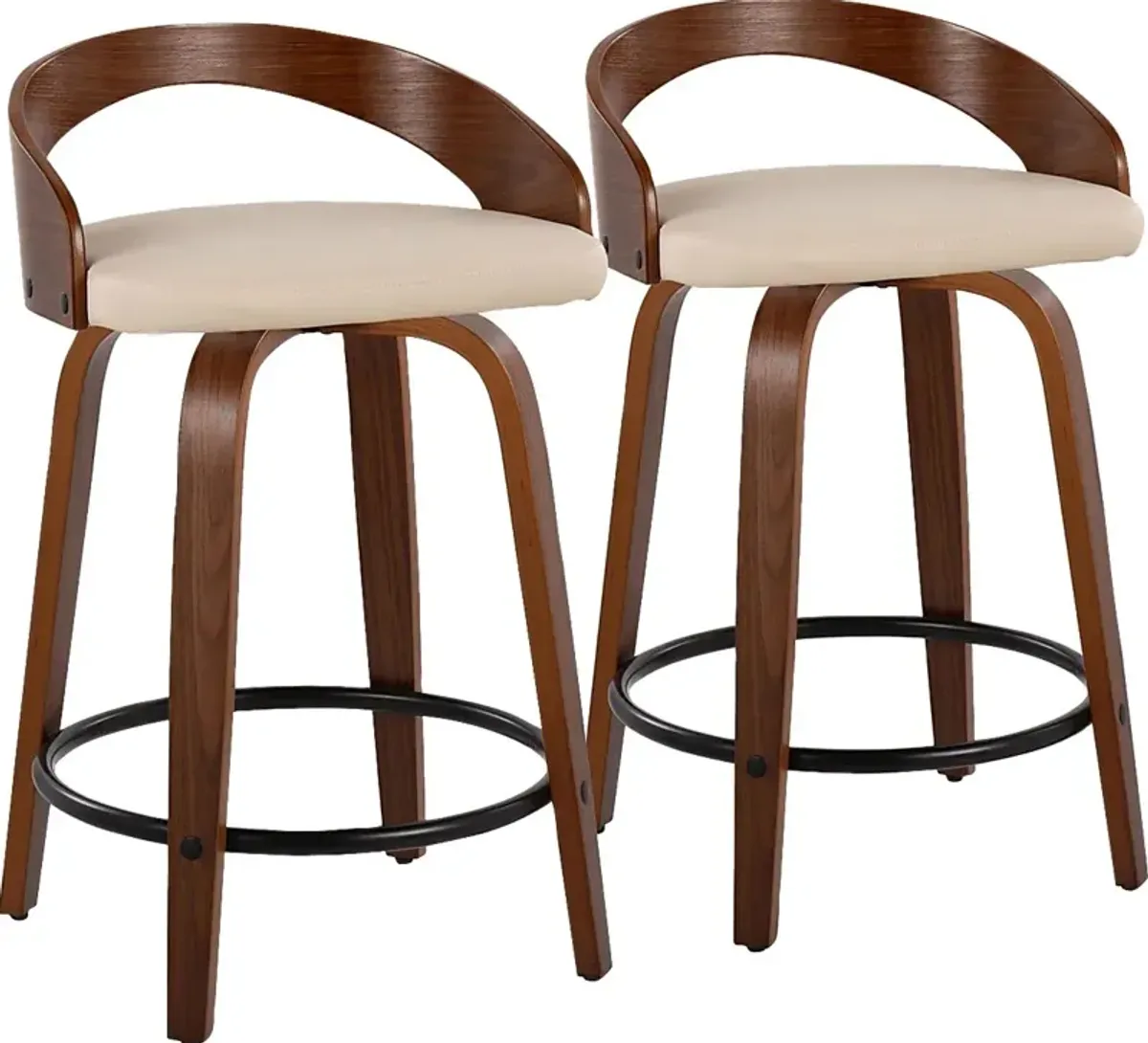 Zykan IV Cream Counter Height Stool, Set of 2