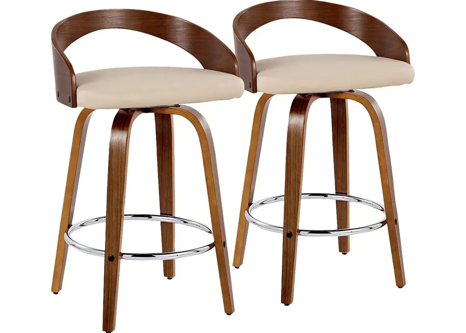 Zykan V Cream Swivel Counter Height Stool, Set of 2