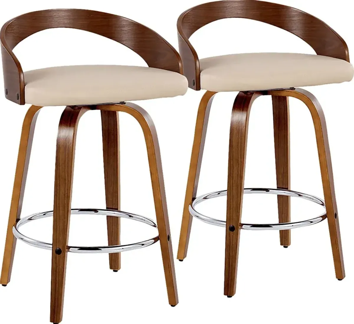 Zykan V Cream Swivel Counter Height Stool, Set of 2