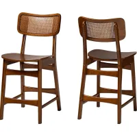 Bolgiano Walnut Brown Counter Stool, Set of 2