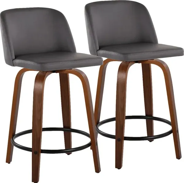 Wymering VII Gray Swivel Counter Height Stool, Set of 2