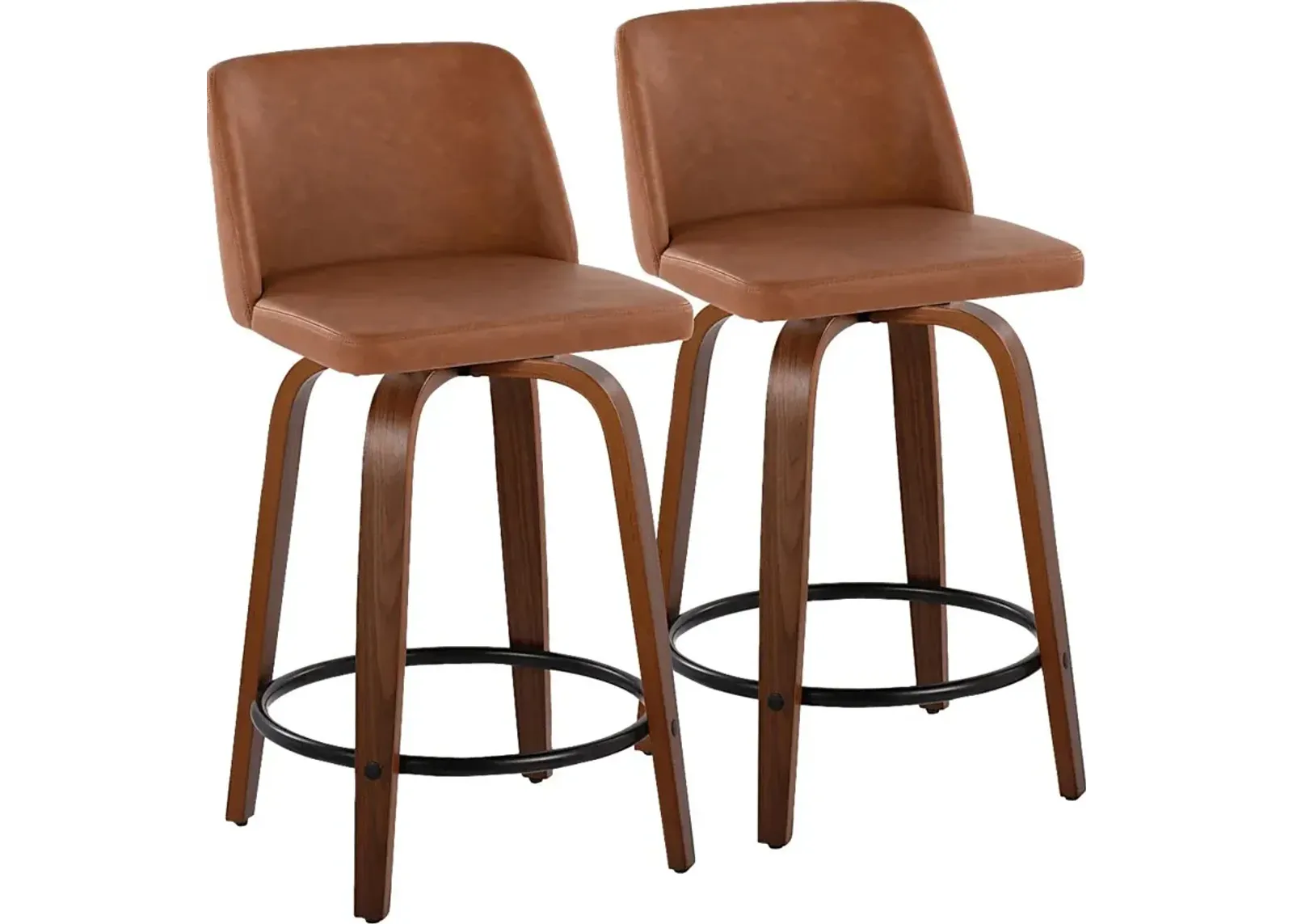 Wymering VII Camel Swivel Counter Height Stool, Set of 2