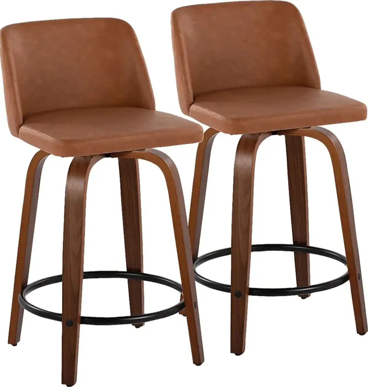 Wymering VII Camel Swivel Counter Height Stool, Set of 2