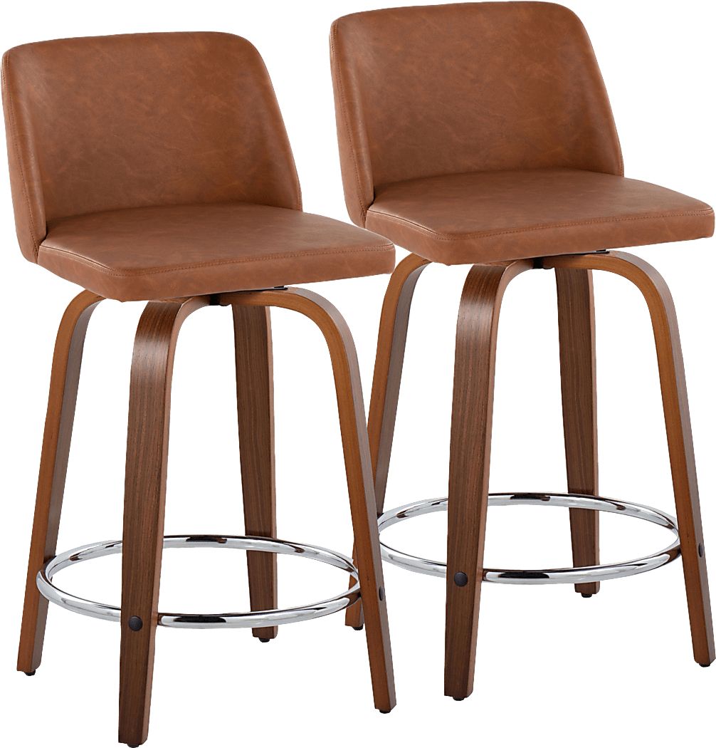 Wymering IX Camel Swivel Counter Height Stool, Set of 2