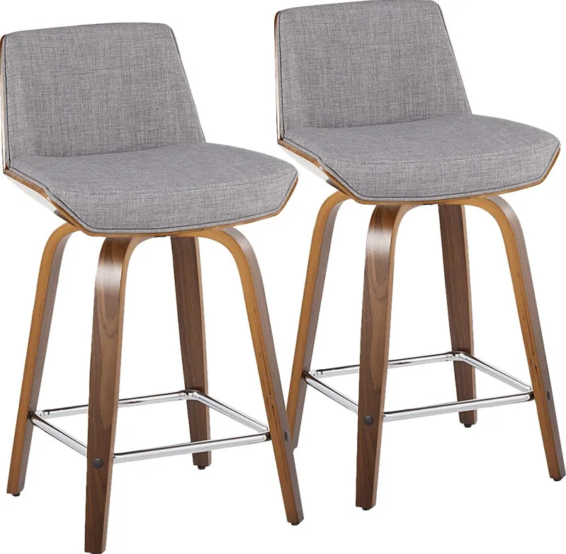 Towton I Gray Swivel Counter Height Stool, Set of 2