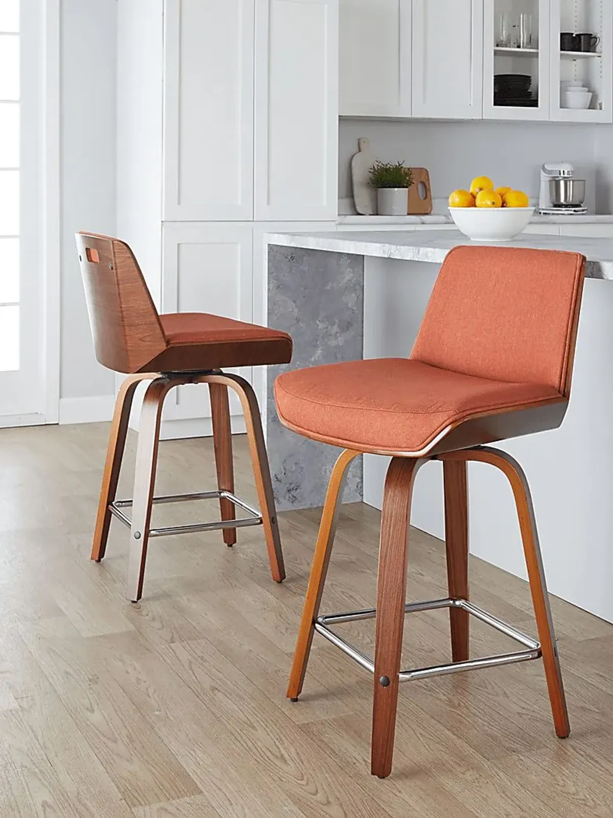 Towton I Orange Swivel Counter Height Stool, Set of 2