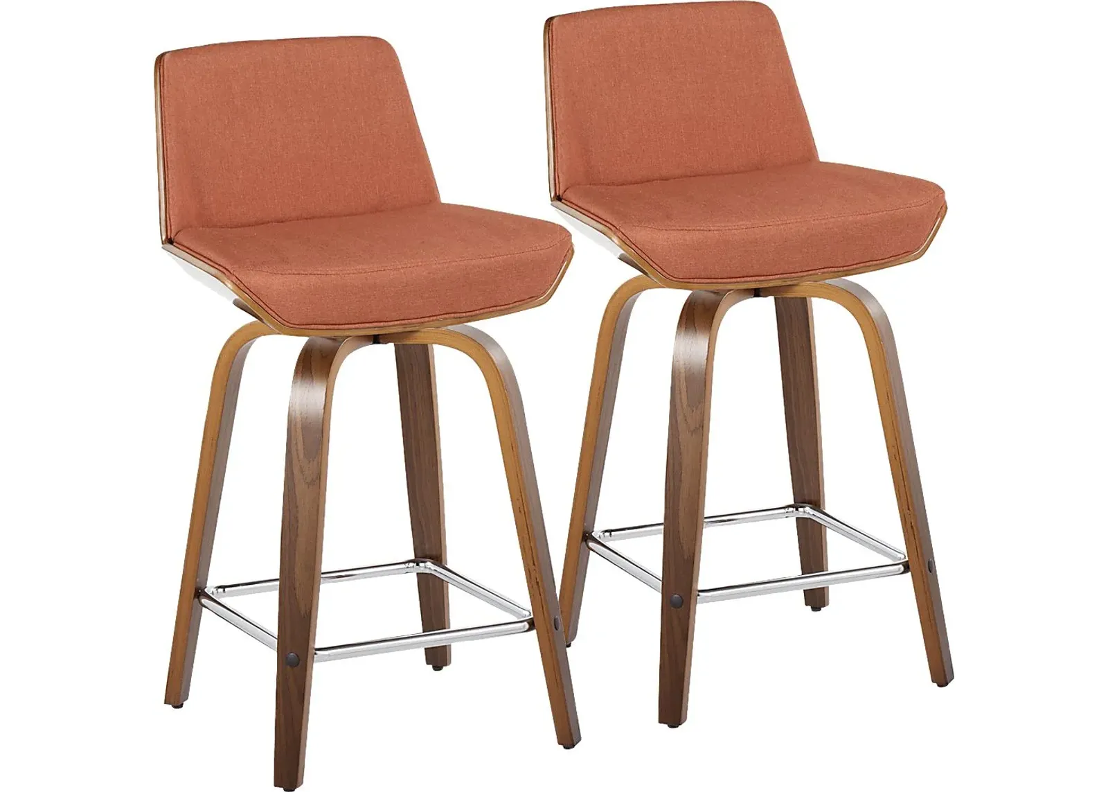 Towton I Orange Swivel Counter Height Stool, Set of 2